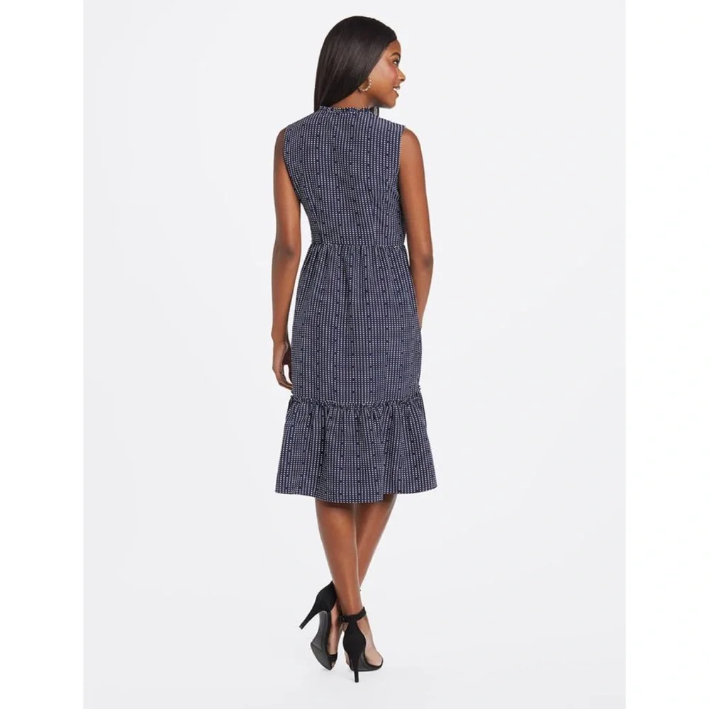 Draper James Heart Dots Tiered Dress Nassau Navy 0 - Picture 2 of 13